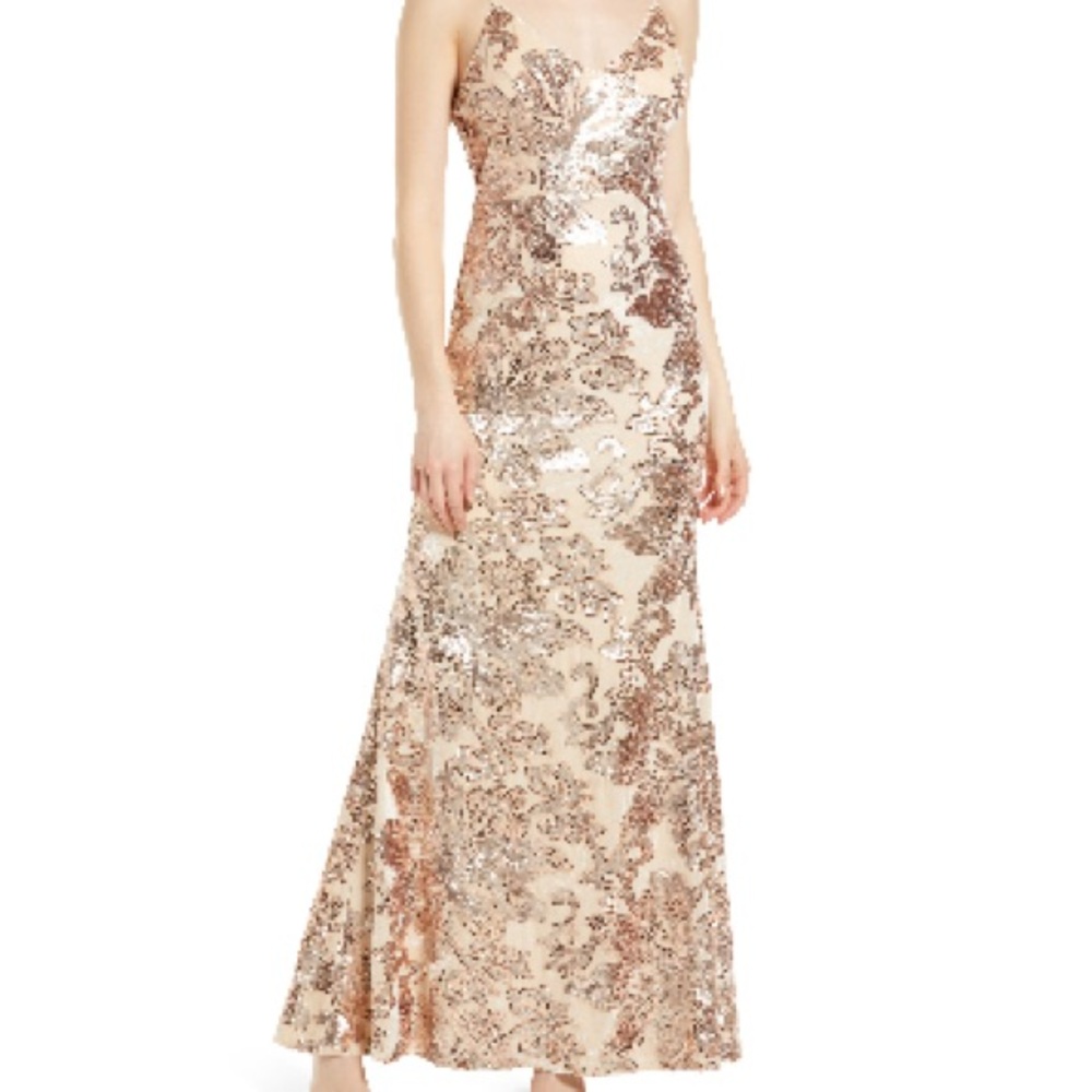 Lulus Love to You Gold Sequin Velvet Gown